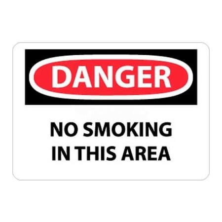 National Marker Co NMC OSHA Sign, Danger No Smoking In This Area, 10in X 14in, White/Red/Black D80RB